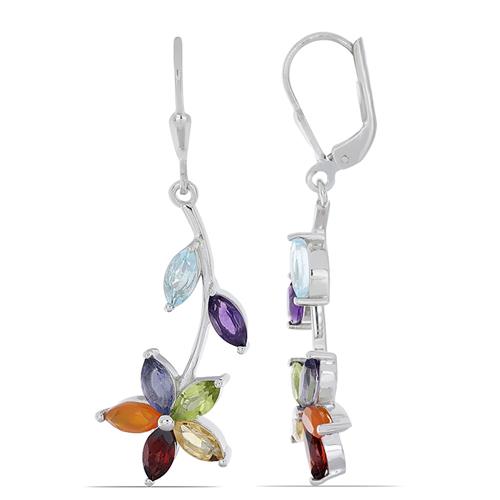 BUY 925 SILVER NATURAL CHAKRA STONES UNIQUE EARRINGS
